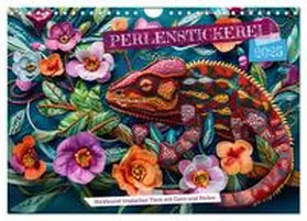CALVENDO / Frost |  Perlenstickerei - Stickkunst tropischer Tiere mit Garn und Perlen (Wandkalender 2025 DIN A4 quer), CALVENDO Monatskalender | Sonstiges |  Sack Fachmedien
