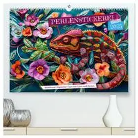 CALVENDO / Frost |  Perlenstickerei - Stickkunst tropischer Tiere mit Garn und Perlen (hochwertiger Premium Wandkalender 2025 DIN A2 quer), Kunstdruck in Hochglanz | Sonstiges |  Sack Fachmedien
