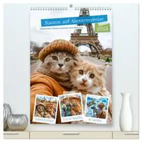 CALVENDO / Frost |  Katzen auf Abenteuerreise - Globetrotter-Katzen entdecke ferne Kulturen (hochwertiger Premium Wandkalender 2025 DIN A2 hoch), Kunstdruck in Hochglanz | Sonstiges |  Sack Fachmedien