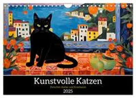 CALVENDO / HollywayArt |  Kunstvolle Katzen (Wandkalender 2025 DIN A4 quer), CALVENDO Monatskalender | Sonstiges |  Sack Fachmedien