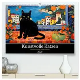 CALVENDO / HollywayArt |  Kunstvolle Katzen (hochwertiger Premium Wandkalender 2025 DIN A2 quer), Kunstdruck in Hochglanz | Sonstiges |  Sack Fachmedien