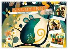 CALVENDO / Löwer | Waldtiere, bunt und naiv (Wandkalender 2025 DIN A4 quer), CALVENDO Monatskalender | Sonstiges | 978-3-383-86965-5 | www.sack.de