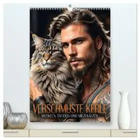 CALVENDO / Utz |  Verschmuste Kerle - Muskeln, Tattoos und Miezekatzen (hochwertiger Premium Wandkalender 2025 DIN A2 hoch), Kunstdruck in Hochglanz | Sonstiges |  Sack Fachmedien