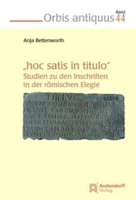 Bettenworth |  "Hoc satis in titulo " | Buch |  Sack Fachmedien