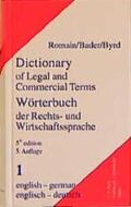 Romain / Bader / Byrd |  Wörterbuch der Rechts- und Wirtschaftssprache 1. Englisch - Deutsch | Buch |  Sack Fachmedien