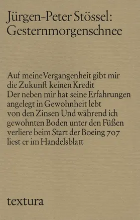 Stössel |  Gesternmorgenschnee | Buch |  Sack Fachmedien