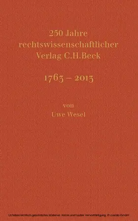 Wesel / Beck |  250 Jahre rechtswissenschaftlicher Verlag C.H.Beck | eBook | Sack Fachmedien