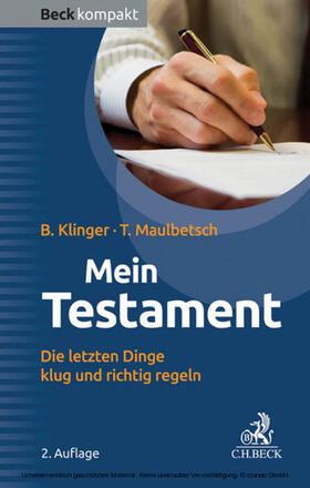 Klinger / Maulbetsch | Mein Testament | E-Book | sack.de