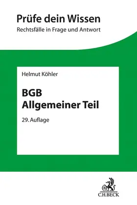 Köhler |  BGB Allgemeiner Teil | Buch |  Sack Fachmedien