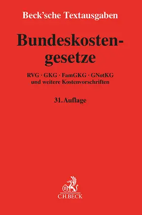  Bundeskostengesetze | Buch |  Sack Fachmedien