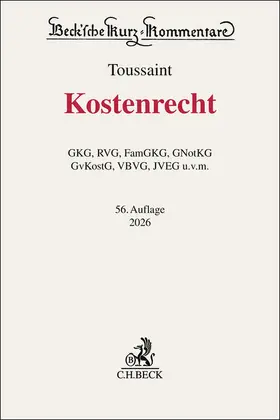 Toussaint |  Kostenrecht | Buch |  Sack Fachmedien