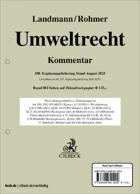  Umweltrecht  108. Ergänzungslieferung | Loseblattwerk |  Sack Fachmedien