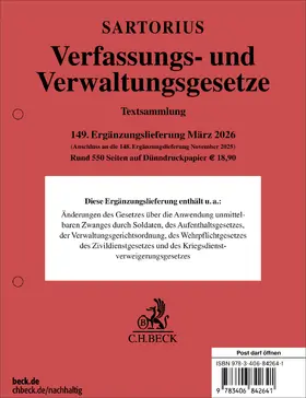  Verfassungs- und Verwaltungsgesetze  149. Ergänzungslieferung | Loseblattwerk |  Sack Fachmedien