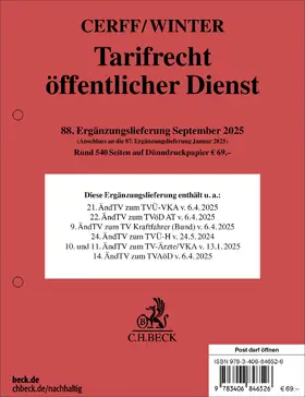  Tarifrecht öffentlicher Dienst  88. Ergänzungslieferung | Loseblattwerk |  Sack Fachmedien