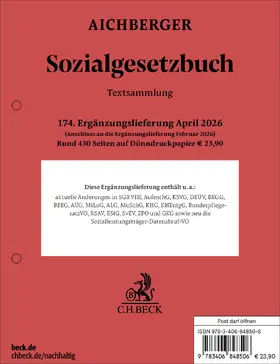 Sozialgesetzbuch  174. Ergänzungslieferung | Loseblattwerk | www.sack.de