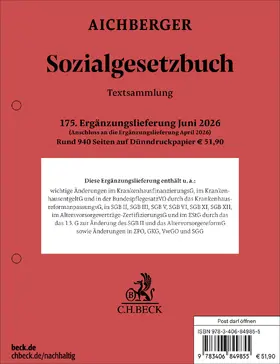Sozialgesetzbuch  175. Ergänzungslieferung | Loseblattwerk | www.sack.de