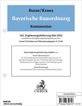  Bayerische Bauordnung  162. Ergänzungslieferung | Loseblattwerk |  Sack Fachmedien