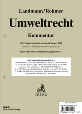  Umweltrecht  109. Ergänzungslieferung | Loseblattwerk |  Sack Fachmedien