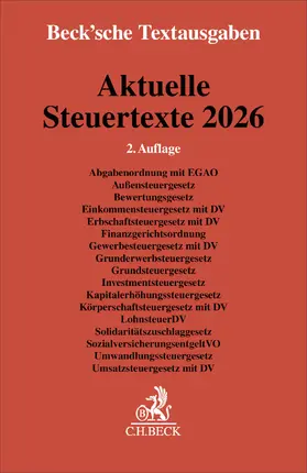 Aktuelle Steuertexte 2026 | Buch | 978-3-406-85261-9 | www.sack.de
