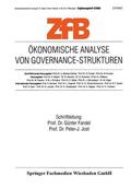Fandel / Jost |  Ökonomische Analyse von Governance-Strukturen | Buch |  Sack Fachmedien