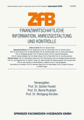 Fandel / Rudolph / Kürsten |  Finanzwirtschaftliche Information, Anreizgestaltung und Kont | Buch |  Sack Fachmedien