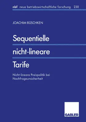 Büschken |  Sequentielle nicht-lineare Tarife | Buch |  Sack Fachmedien