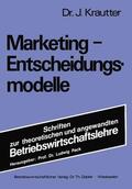 Krautter |  Krautter, J: Marketing-Entscheidungsmodelle | Buch |  Sack Fachmedien