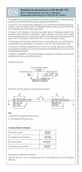 Bertschat / DIN e.V. |  Geometrical tolerancing according to DIN EN ISO 1101- Part 2 -2D/3D-Presentation incl. dimensional tolerancing Fold-out leaflet | eBook | Sack Fachmedien