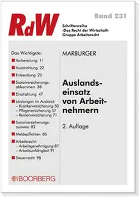 Marburger |  Auslandseinsatz von Arbeitnehmern | Buch |  Sack Fachmedien