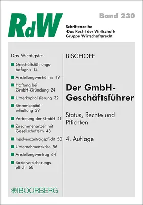 Bischoff | Der GmbH-Geschäftsführer | Buch | 978-3-415-06297-9 | www.sack.de
