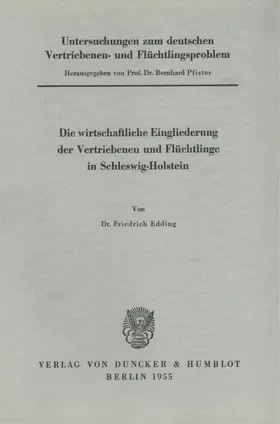 Pfister / Edding |  Untersuchungen zum deutschen Vertriebenen- und Flüchtlingsproblem. | Buch |  Sack Fachmedien