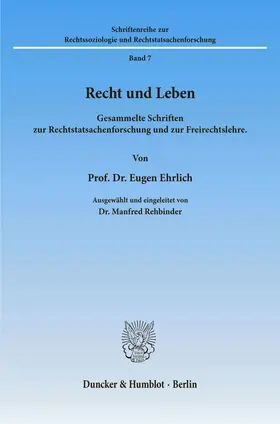 Rehbinder / Ehrlich |  Recht und Leben. | Buch |  Sack Fachmedien