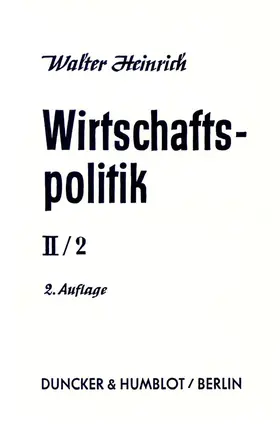 Heinrich |  Wirtschaftspolitik. | Buch |  Sack Fachmedien
