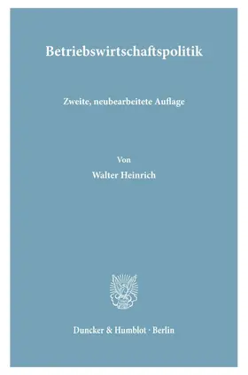 Heinrich |  Betriebswirtschaftspolitik. | Buch |  Sack Fachmedien
