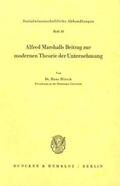 Hirsch |  Alfred Marshalls Beitrag zur modernen Theorie der Unternehmung. | Buch |  Sack Fachmedien