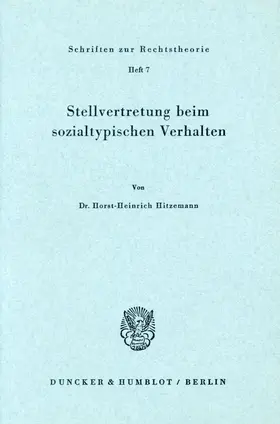 Hitzemann | Stellvertretung beim sozialtypischen Verhalten. | Buch | 978-3-428-00635-9 | sack.de