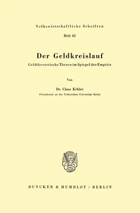 Köhler |  Der Geldkreislauf | Buch |  Sack Fachmedien
