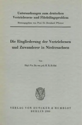 Pfister |  Untersuchungen zum deutschen Vertriebenen- und Flüchtlingsproblem. | Buch |  Sack Fachmedien