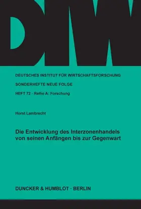 Lambrecht |  Die Entwicklung des Interzonenhandels von seinen Anfängen bis zur Gegenwart. | Buch |  Sack Fachmedien