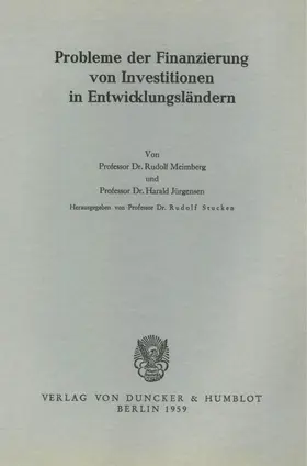 Stucken |  Probleme der Finanzierung von Investitionen in Entwicklungsländern. | Buch |  Sack Fachmedien