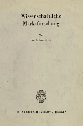 Merk |  Wissenschaftliche Marktforschung. | Buch |  Sack Fachmedien