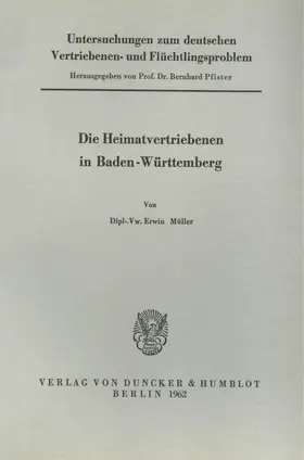 Pfister |  Untersuchungen zum deutschen Vertriebenen- und Flüchtlingsproblem. | Buch |  Sack Fachmedien