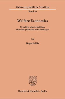 Pahlke |  Welfare Economics. | Buch |  Sack Fachmedien