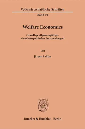 Pahlke |  Welfare Economics. | Buch |  Sack Fachmedien