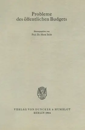 Jecht |  Probleme des öffentlichen Budgets. | Buch |  Sack Fachmedien