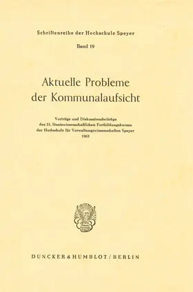 / |  Aktuelle Probleme der Kommunalaufsicht. | Buch |  Sack Fachmedien