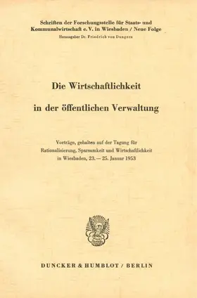 / |  Die Wirtschaftlichkeit in der öffentlichen Verwaltung. | Buch |  Sack Fachmedien