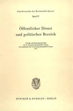 / |  Öffentlicher Dienst und politischer Bereich. | Buch |  Sack Fachmedien