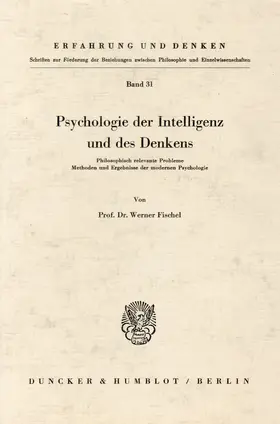 Fischel |  Psychologie der Intelligenz und des Denkens. | Buch |  Sack Fachmedien