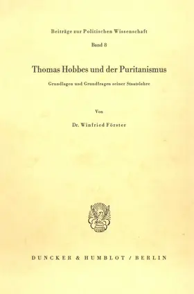 Förster |  Thomas Hobbes und der Puritanismus. | Buch |  Sack Fachmedien